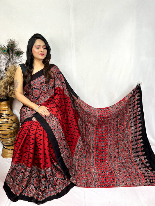 Ajrakh saree